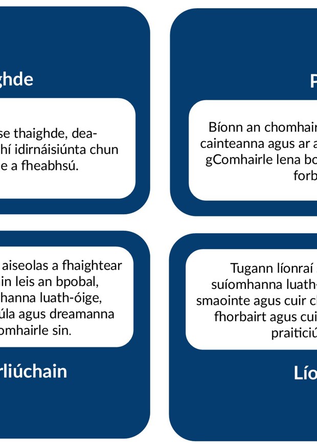 Ceathrú céard a dhéanaimid CNCM, Gaeilge