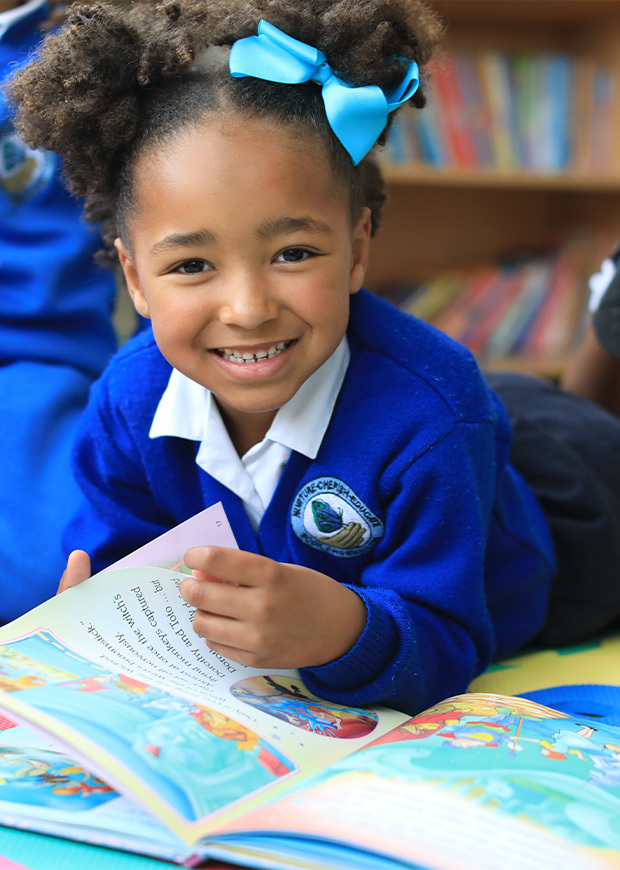 Young child with book 